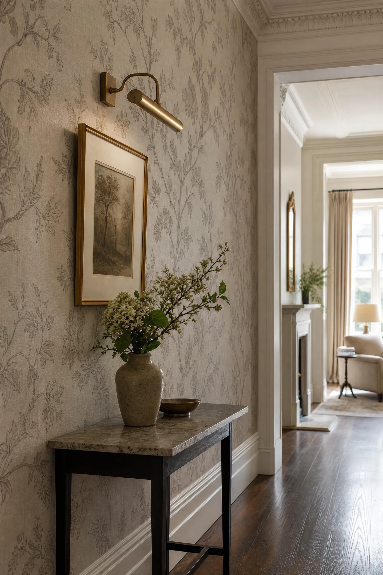 Elegant hallway with refined painted walls